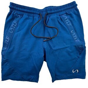 TLF Take Life Further Gym Shorts Mens Large Blue Athletic Drawstring Pockets